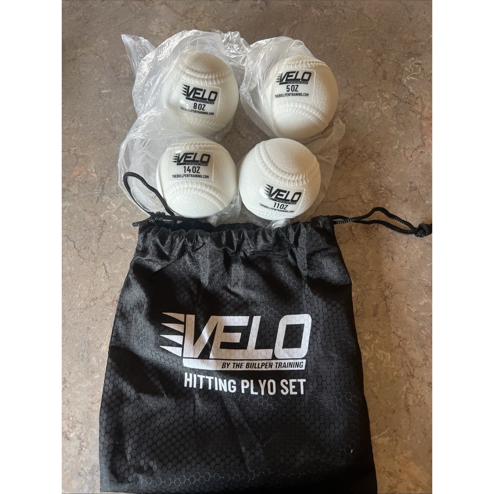 Velo Hitting Plyo Set Of 4 Balls By The Bullpen Training with Pouch